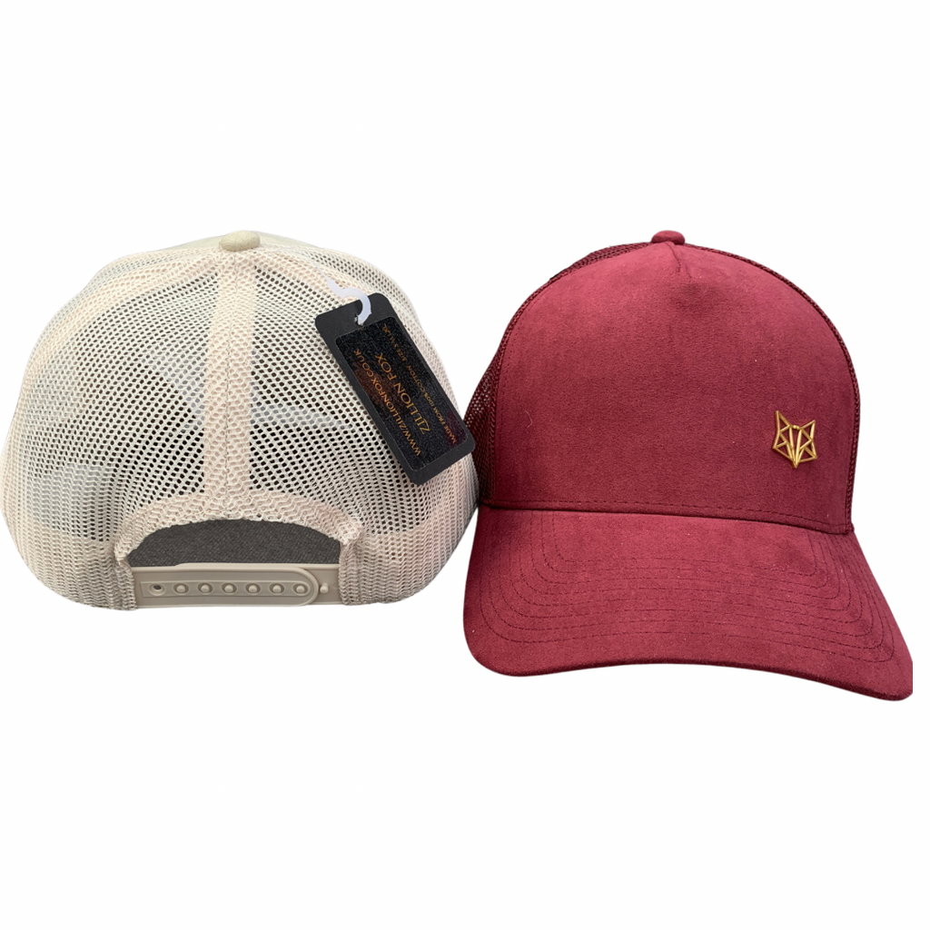 Cap TRC Suede Trucker Style Hat - Burgandy