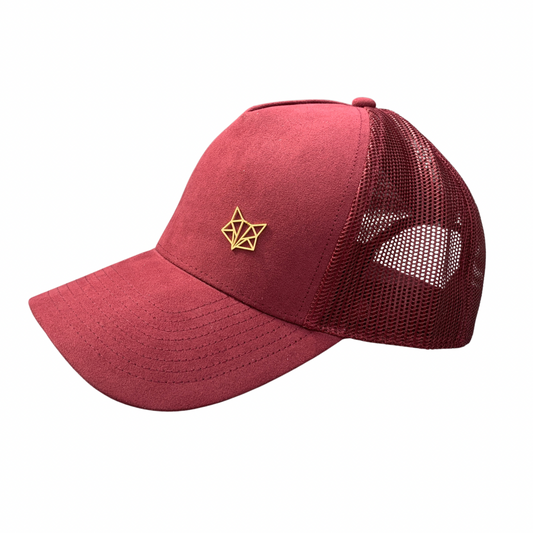TRC Suede Trucker Style cap Hat - Burgandy